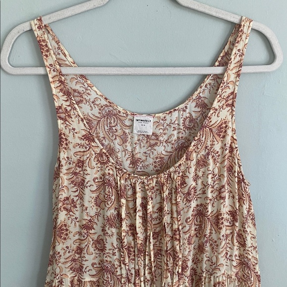 Free People Intimately Cream and Red Floral Tank tunic / dress Size Medium - Picture 2 of 6
